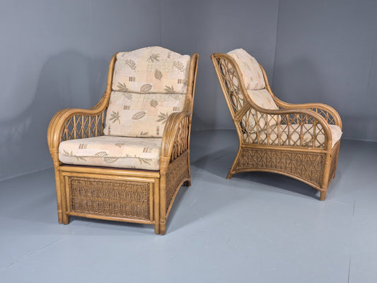 2 Vintage Rattan Conservatory Chairs 1990s Retro EB11286 VBER1