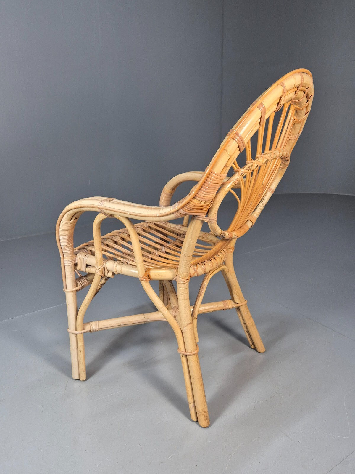 Vintage Cane Work Armchair Unusual Styling 1970s Retro EB9688 VBER - UKDK FURNITURE