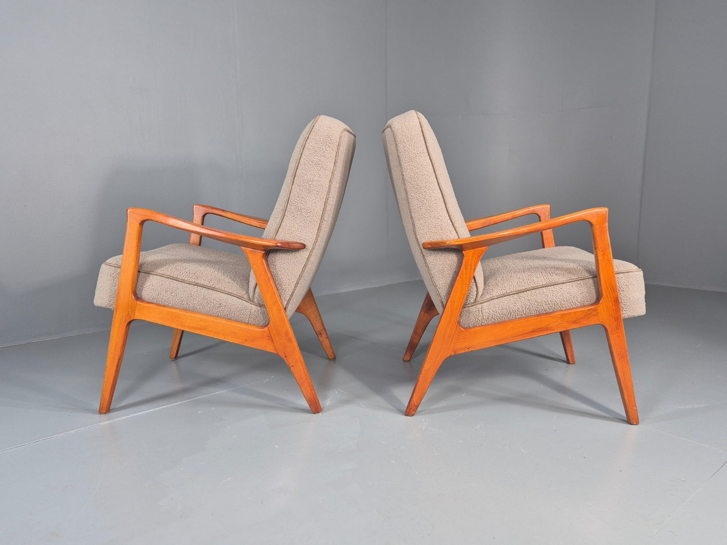 2 Vintage Mid Century Lounge Chairs Teak Frames New Upholstery  EB11086 MNOR6