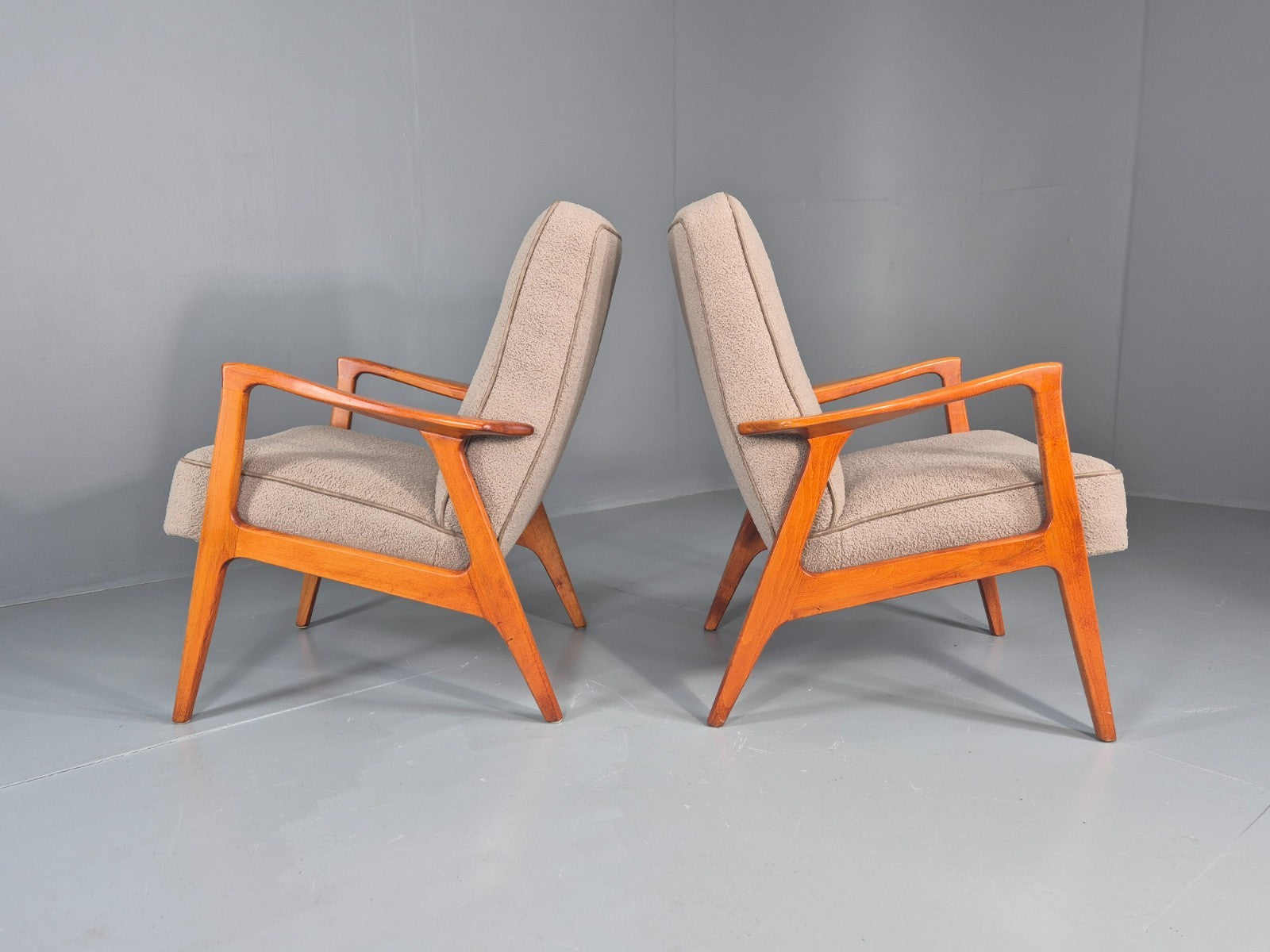 2 Vintage Mid Century Lounge Chairs Teak Frames New Upholstery  EB11086 MNOR6