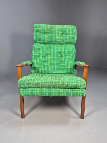 Vintage Danish Lounge Chair Green Wool Beech Frame Retro 1960s MCM EB8502 MNOR - UKDK FURNITURE
