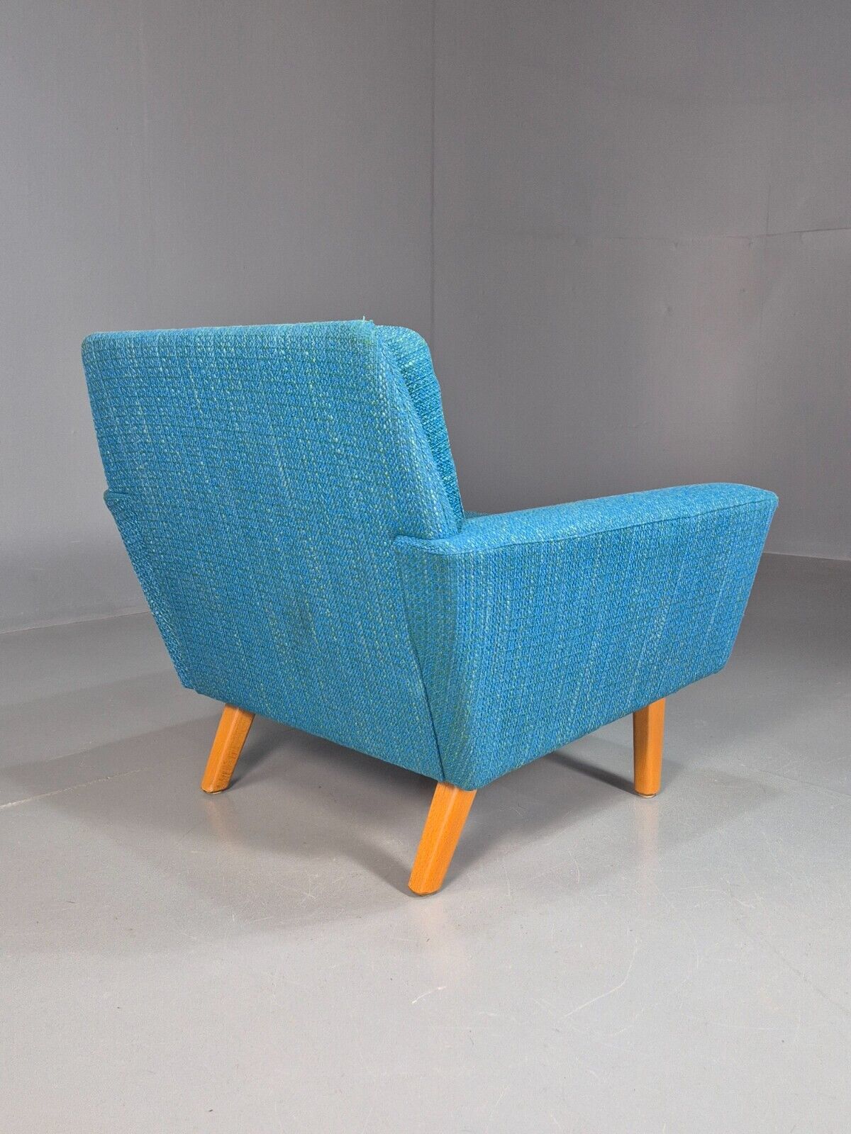 Vintage Swedish Lounge Chair Blue Wool Retro 1960s MCM EB7894 MNOR - UKDK FURNITURE