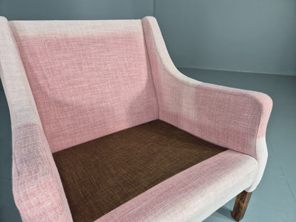 2 Midcentury Lounge Chairs 1960s Vintage Danish Pink Cotton EB11217 MNOR6