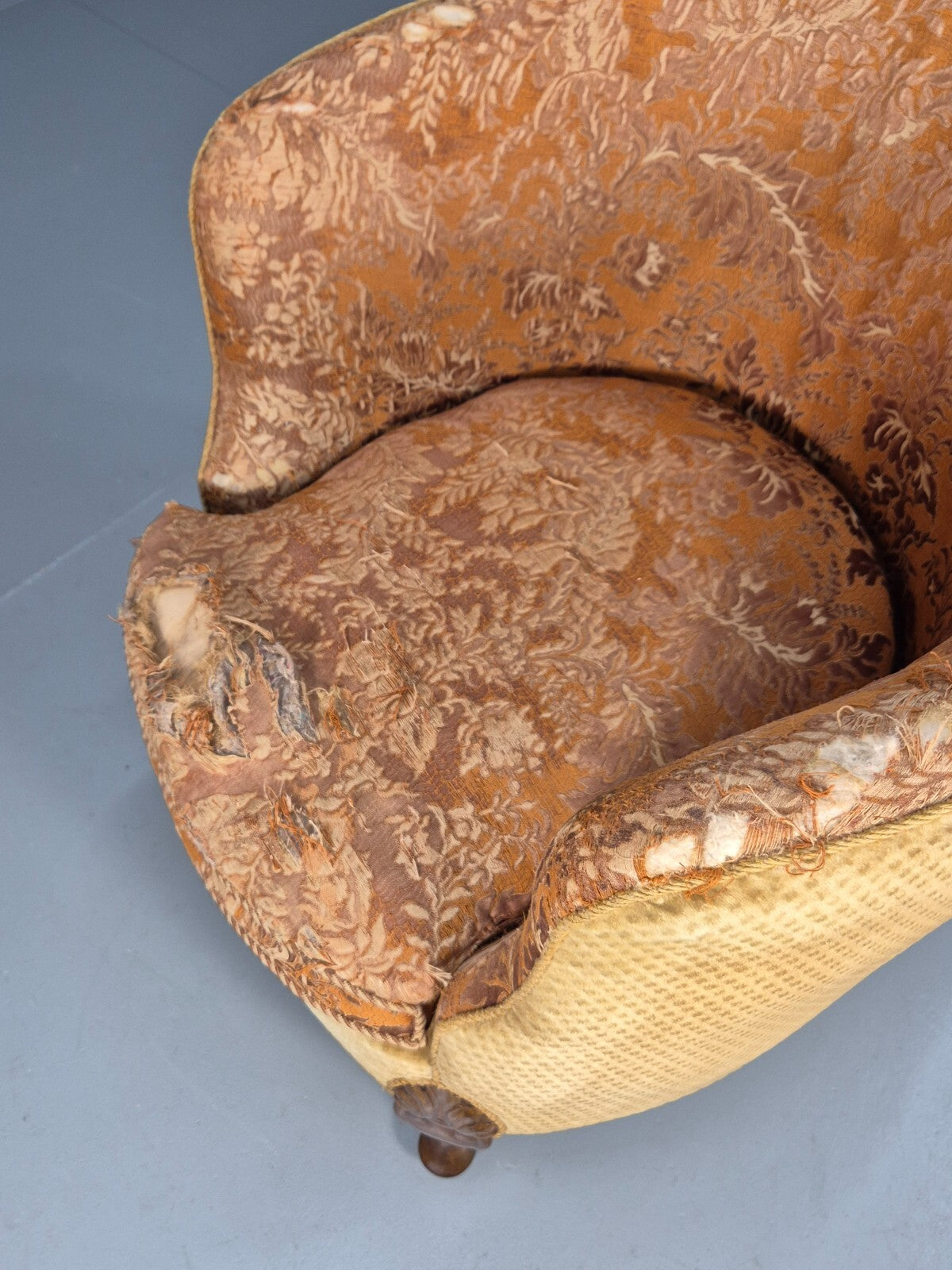 Vintage Danish Art Deco Tub Chair Gold Moquette Upholstery 1920s EB9055 VCLO - UKDK FURNITURE