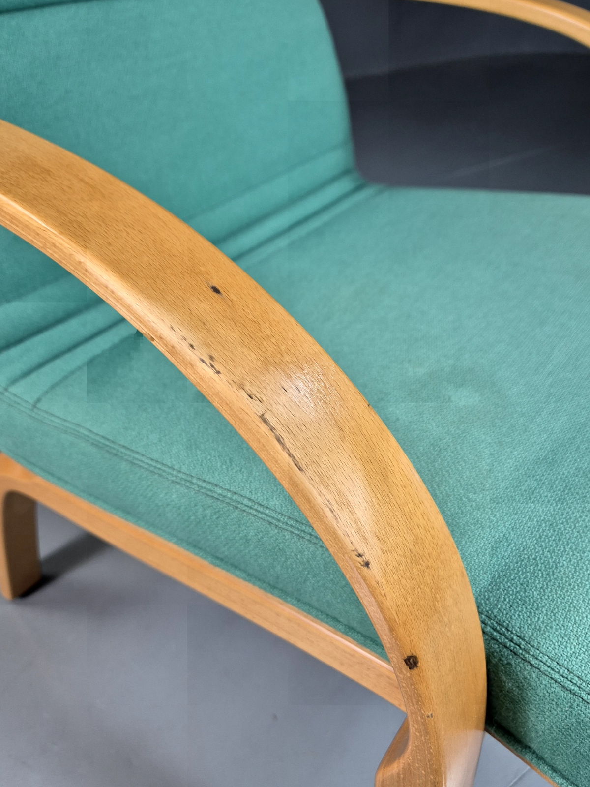 Vintage Danish Lounge Chair Mint Wool Bentwood 1980s Retro EB7217 MBEN7