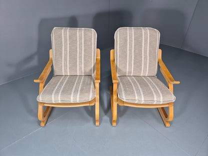 2 Mid Century Lounge Chairs New Upholstery Bentwood Vintage Danish EB10317 MBEN2