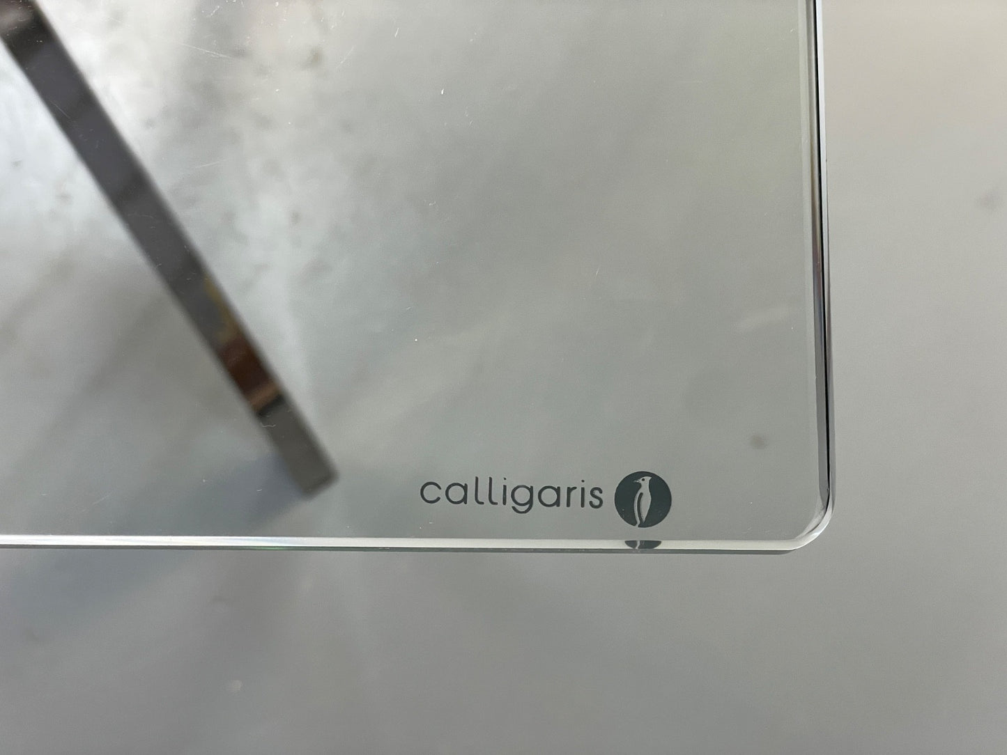 Glass & Chrome Dining Table By Calligaris Modern Minimal Design EB10357 MWOO3