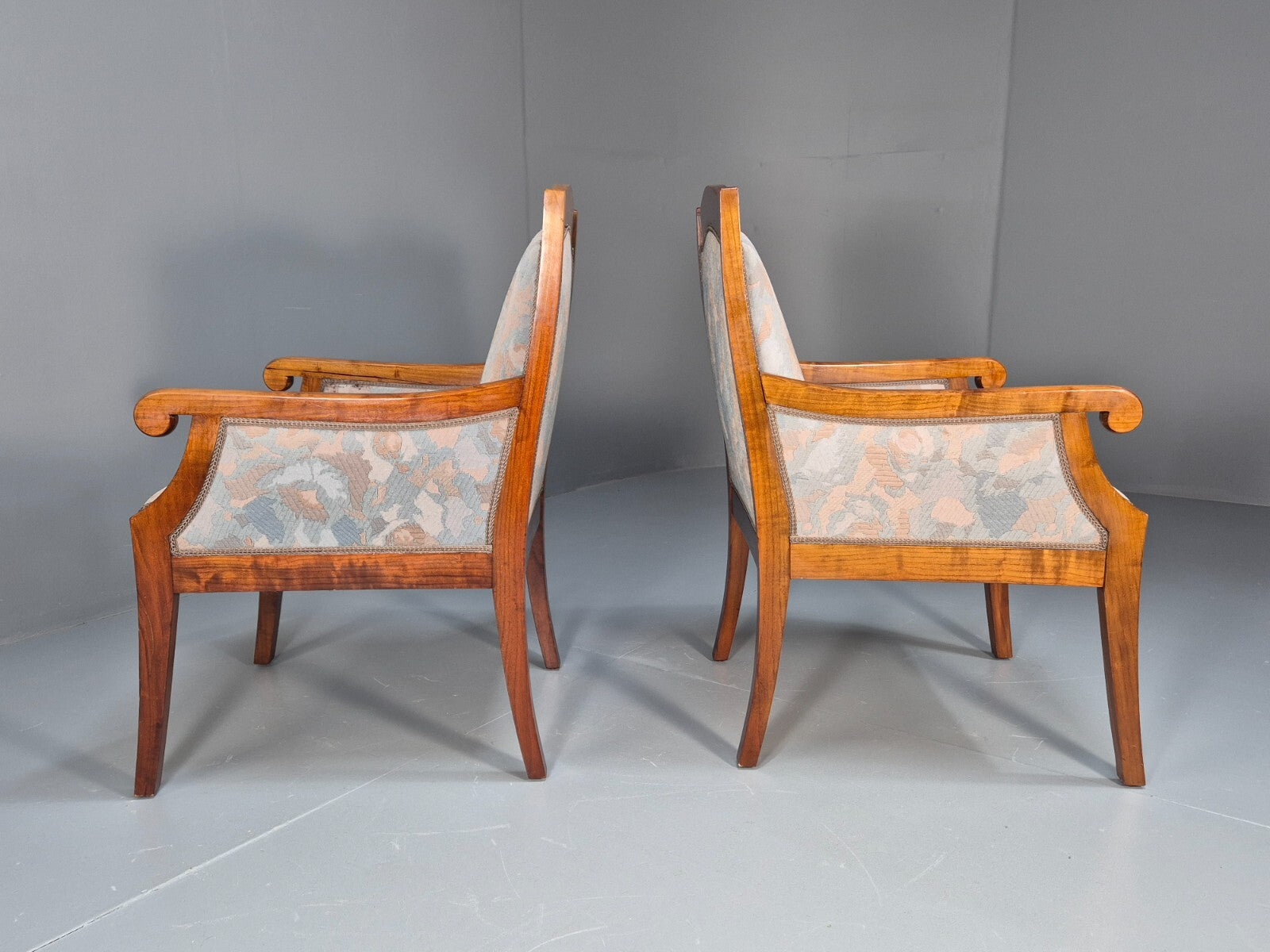 2 Vintage Danish Empire Lounge Chairs Blue Ash Frame 1920s EB9644 VCLO - UKDK FURNITURE