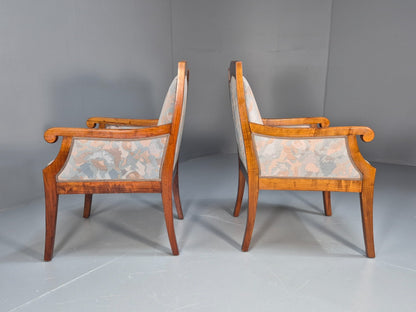 2 Vintage Danish Empire Lounge Chairs Blue Ash Frame 1920s EB9644 VCLO - UKDK FURNITURE