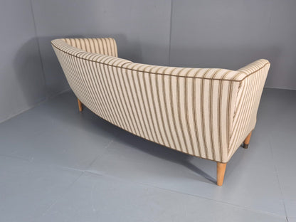 Three Seater Art Deco Curved Sofa 1930s Vintage Cream Green Wool  EB10799 V3SS12