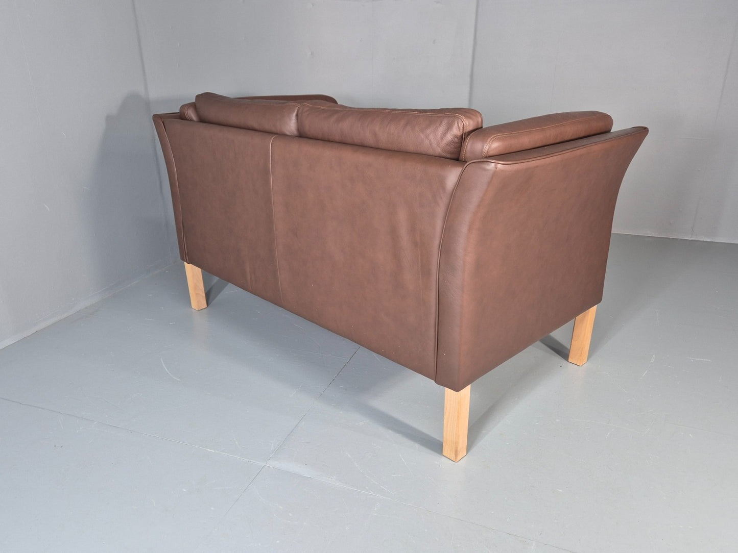 Vintage 2 Seater Settee Brown Leather Danish 1980s Retro Hurup EB11630 M2SS12