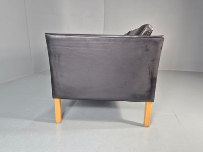 Vintage 2 Seater Settee Danish Retro Black leather and Vinyl EB11640  M2SS18