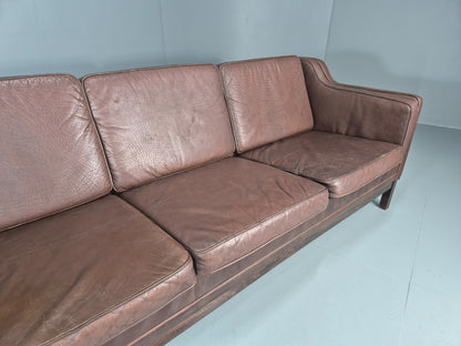 3 Seater Leather Sofa Vintage Mid Century Mogensen Shape 1970 Retro EB11356 M3SS3
