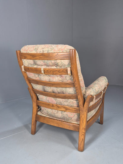 Vintage Ercol Lounge Chair Saville Model 1980s Fabric Upholstery EB9792 MNOR - UKDK FURNITURE