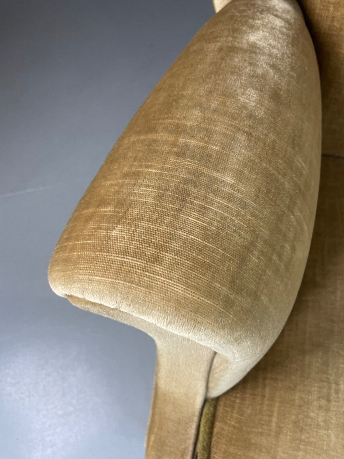 Vintage Danish Wingback Armchair Olive Green Tassel Trim 1950s 1960s VCLO EB489411