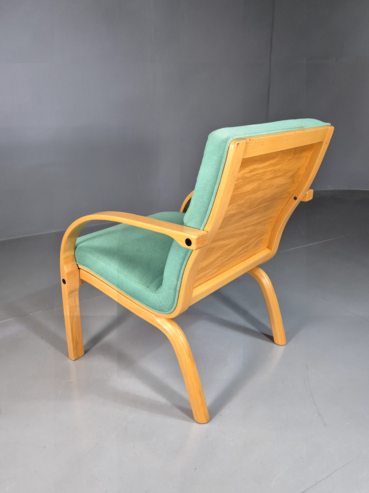 Vintage Danish Lounge Chair Mint Wool Bentwood 1980s Retro EB7352 MBEN10