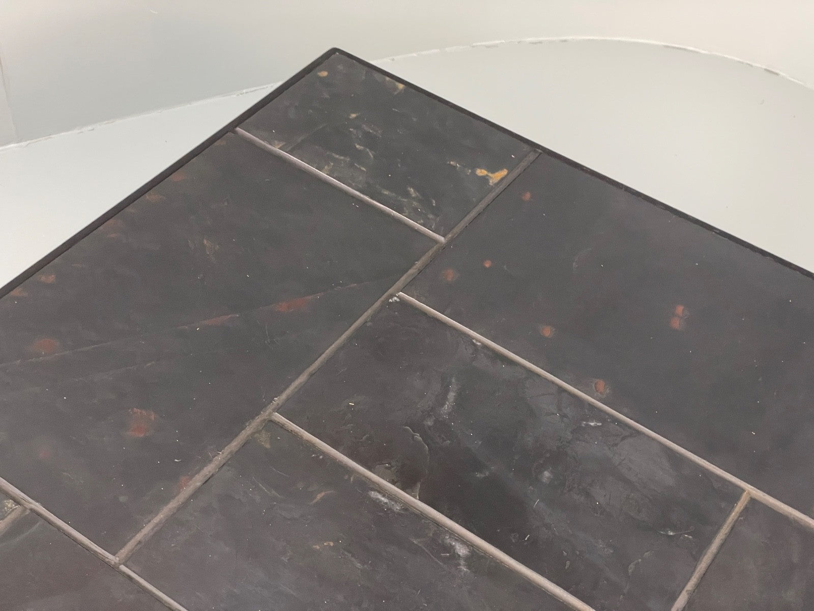 Vintage Tiled Coffee Table Danish 1980s Charcoal Grey Square EB10963 MWOO3