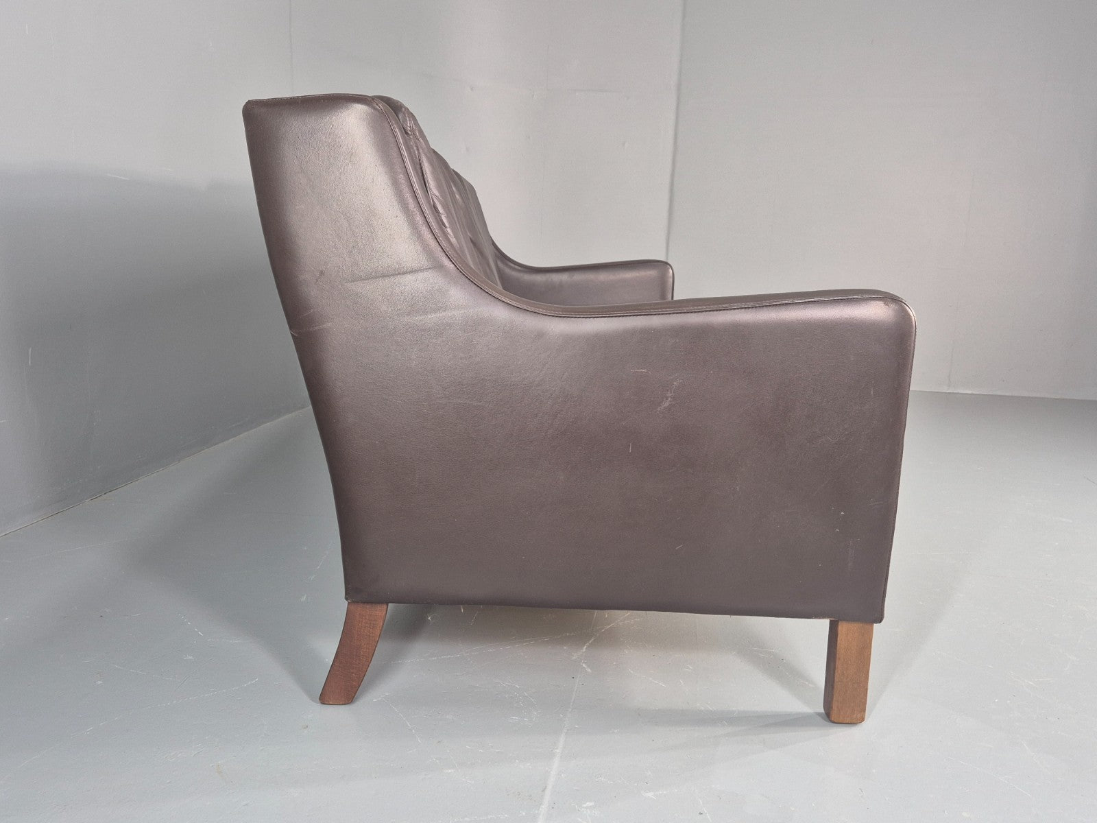 Vintage 3 Seat Sofa Brown Leather Danish Mid Century 1970s Retro  EB10537 M3SS13