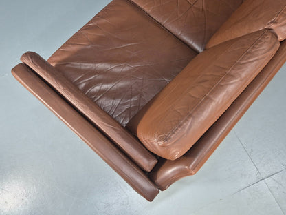 Mid Century Two Seater Leather Sofa Danish 1970s Retro Vintage EB10923 M2SS18