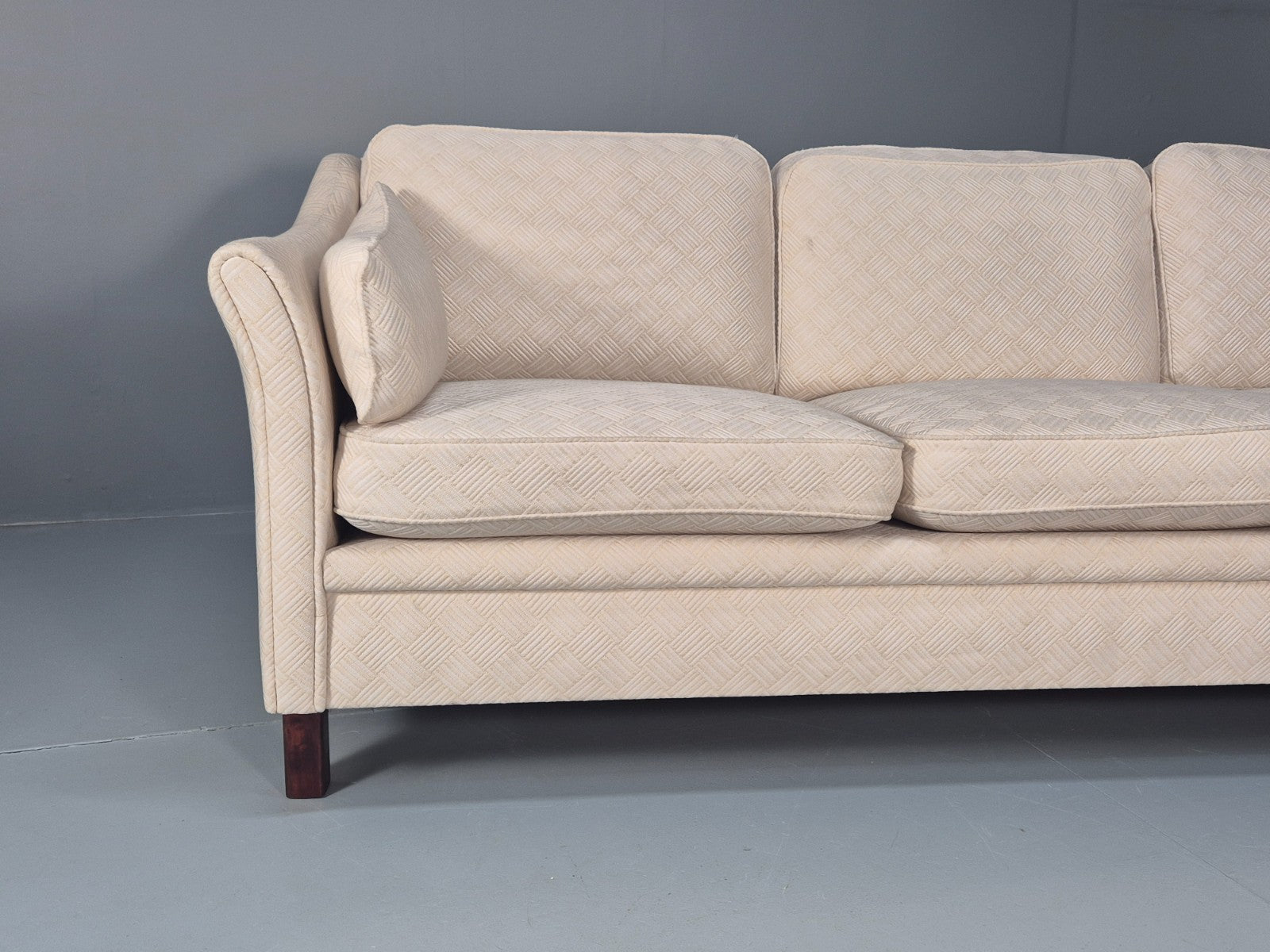 Vintage 3 Seater Sofa Retro Danish Cream Patterned Fabric EB10520 M2SS2