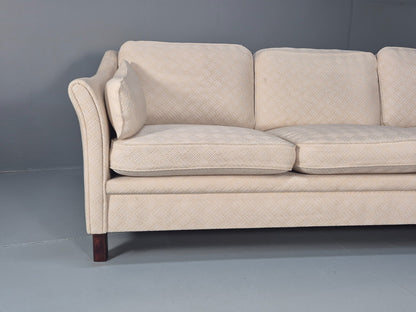 Vintage 3 Seater Sofa Retro Danish Cream Patterned Fabric EB10520 M2SS2
