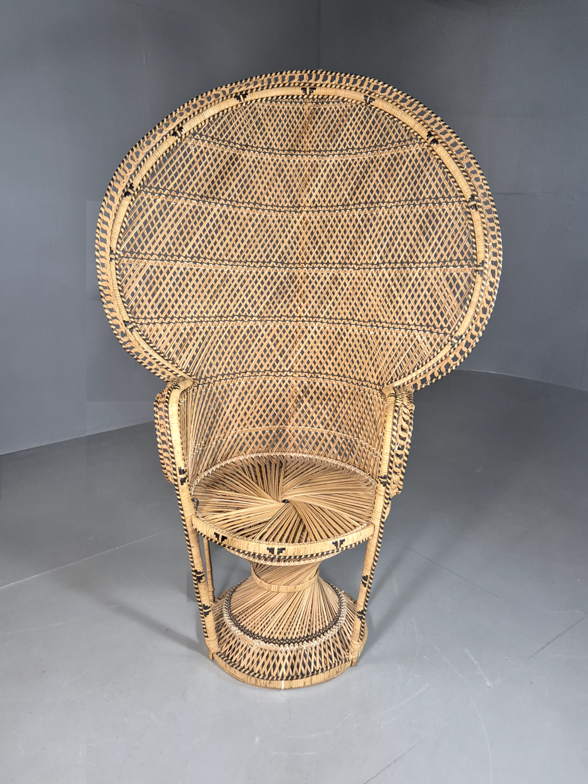 EB7116 Vintage Bamboo Cane Peacock Chair 1980s Retro VBER - UKDK FURNITURE