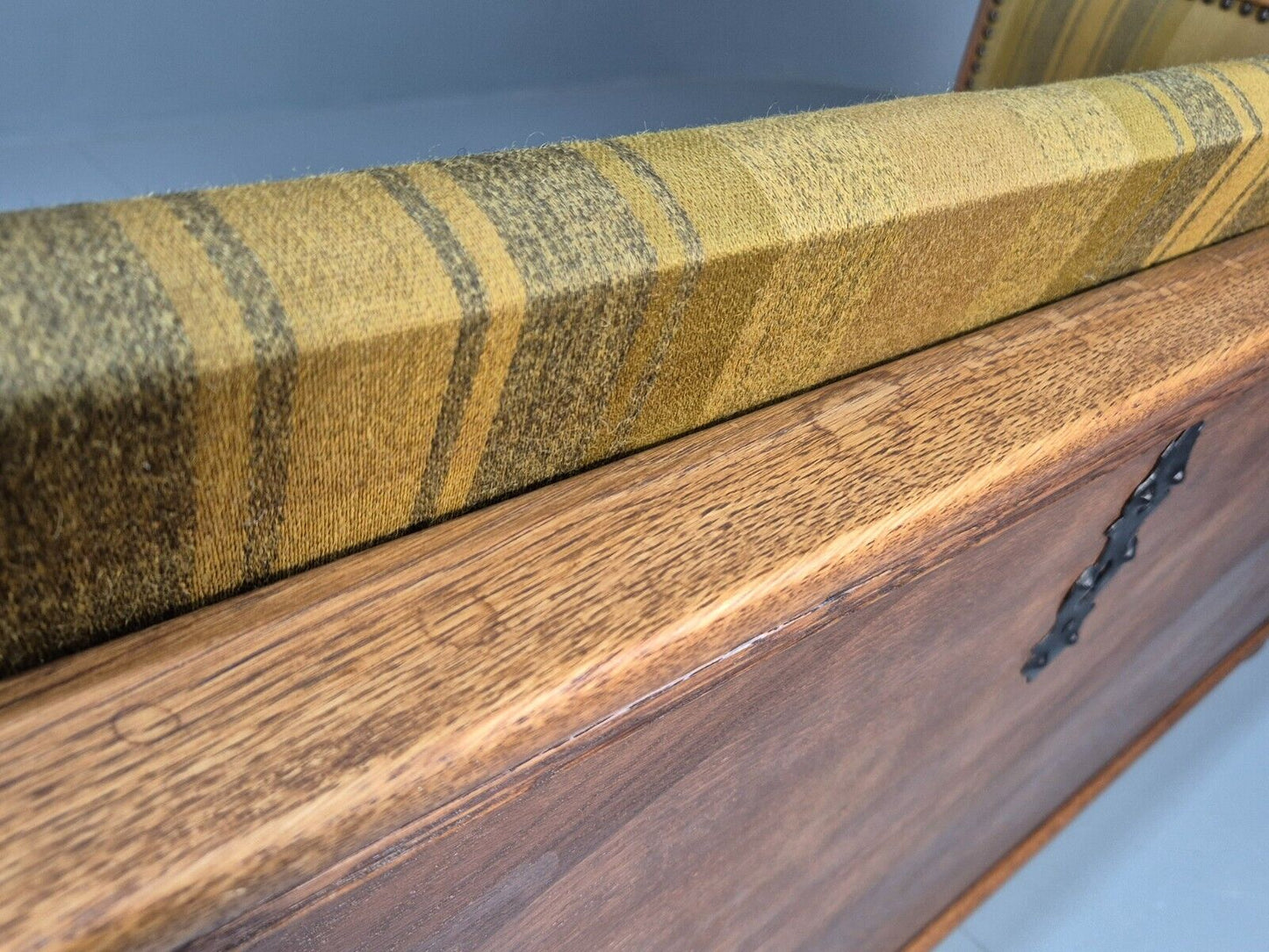 Vintage Danish 3 Seat Sofa Gold Green Wool Oak Frame Antique Style EB8942 V3SS - UKDK FURNITURE