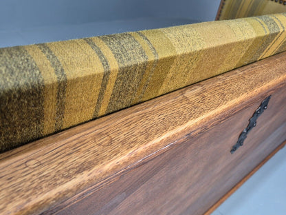 Vintage Danish 3 Seat Sofa Gold Green Wool Oak Frame Antique Style EB8942 V3SS - UKDK FURNITURE
