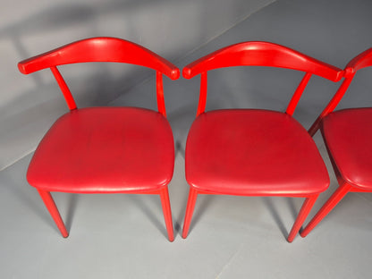 4 Danish Design Dining Chairs in Red Modern Version Wegner Inspired EB10619 MDIN12