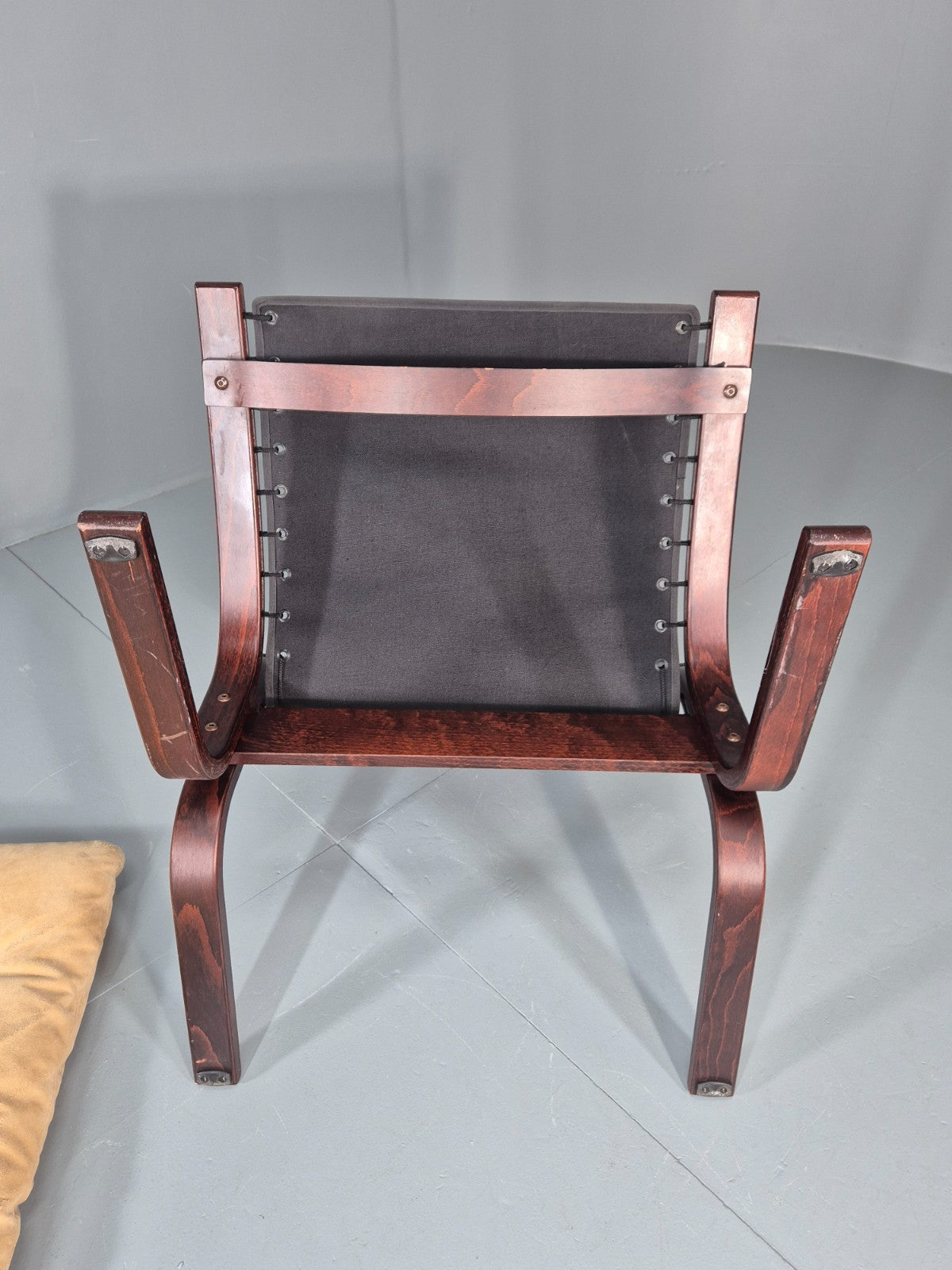Vintage Mid Century Lounge Chair Faux Suede Upholstery REtro 1970s EB11299 MBEN12