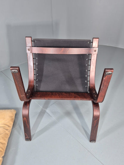 Vintage Mid Century Lounge Chair Faux Suede Upholstery REtro 1970s EB11299 MBEN12