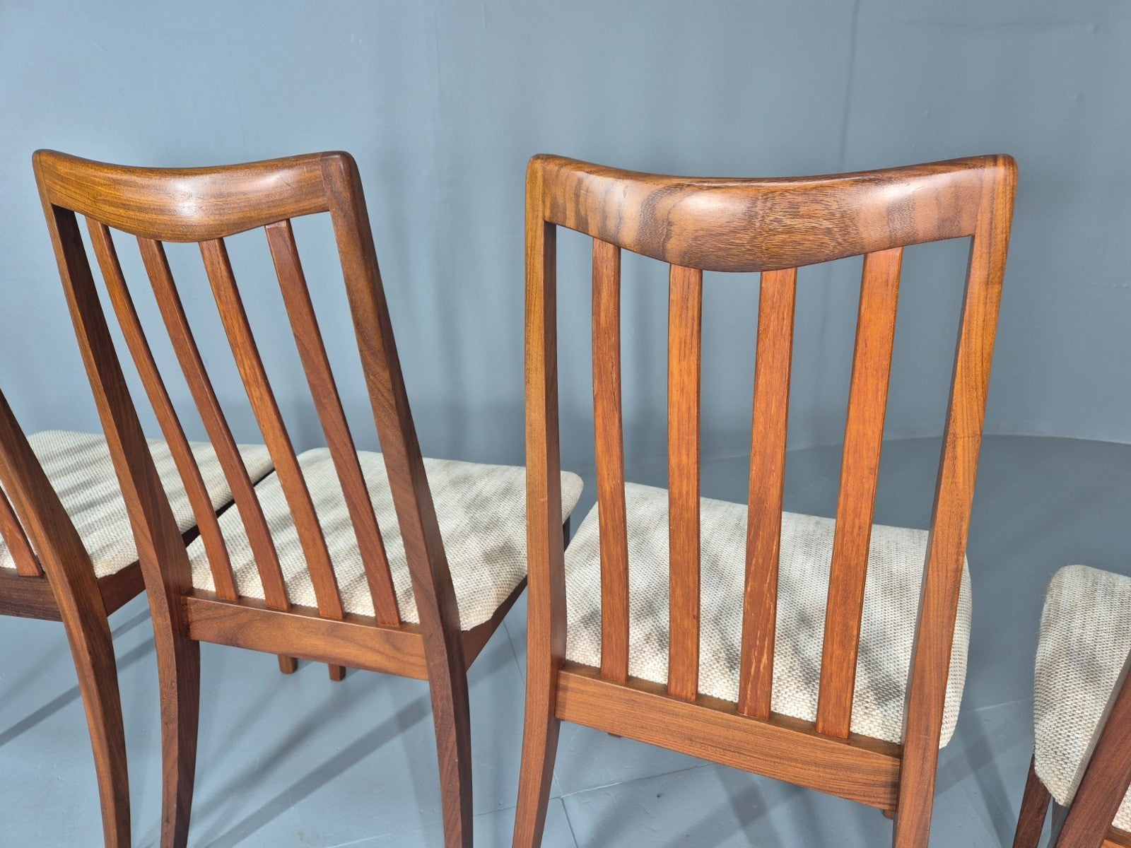4 Vintage G Plan Ffresco Dining Chars Teak Cream Seats 1970s Retro EB11591 MDIN9