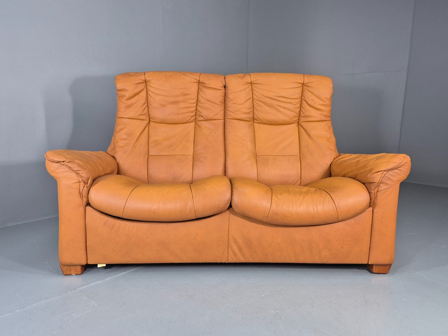 Two Seater Settee Ekornes Stressless Tan Leather Recline Retro  EB10926 M2SS7