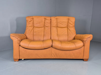 Two Seater Settee Ekornes Stressless Tan Leather Recline Retro  EB10926 M2SS7