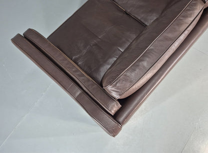 Vintage 2 Seater Settee 1970s Danish Brown Leather Mogensen Style EB11641 M3SS18