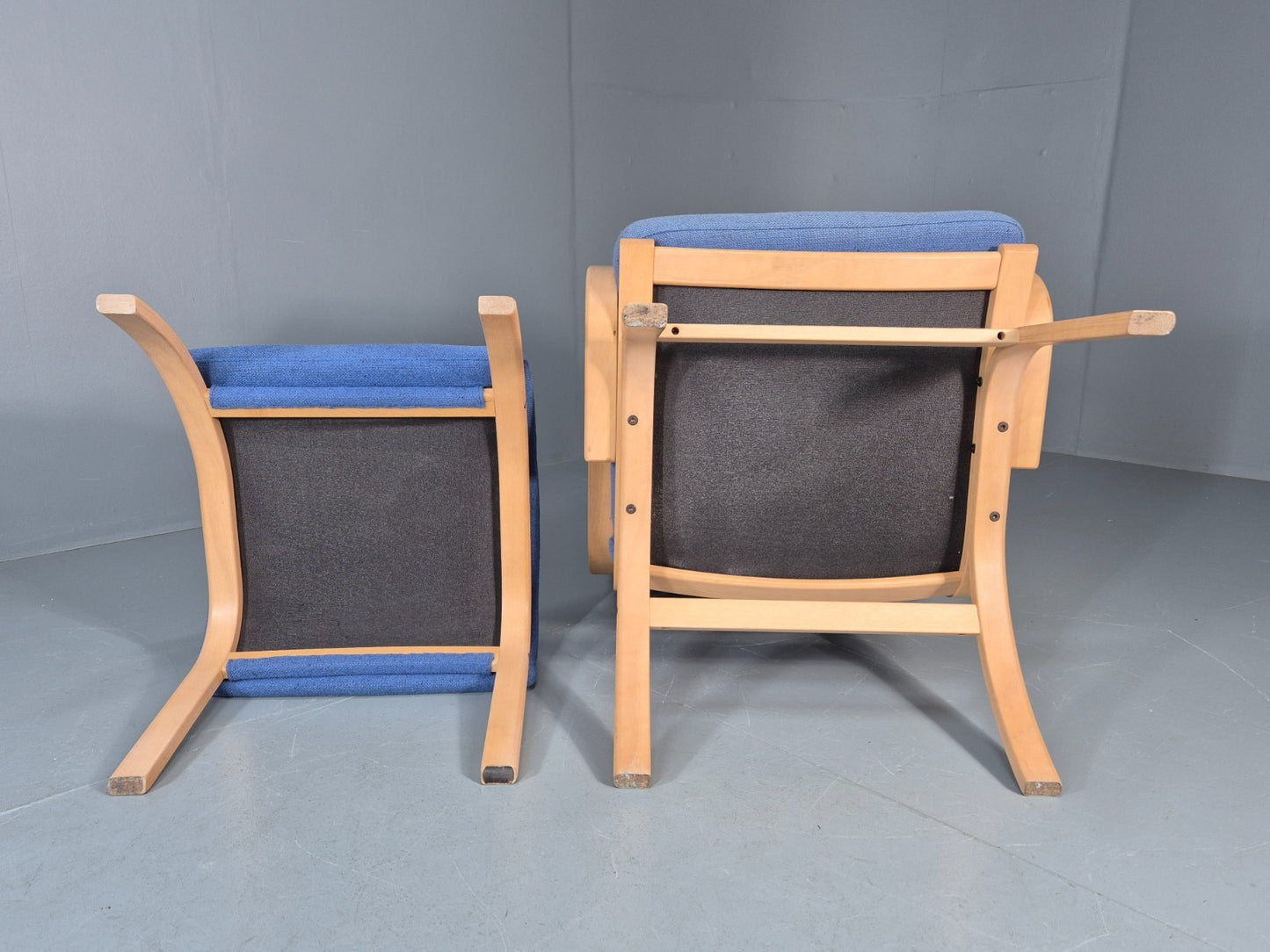 Retro Bentwood Lounge Chair and Footstool Vintage Danish 1980s MCM  EB11382 MBEN14