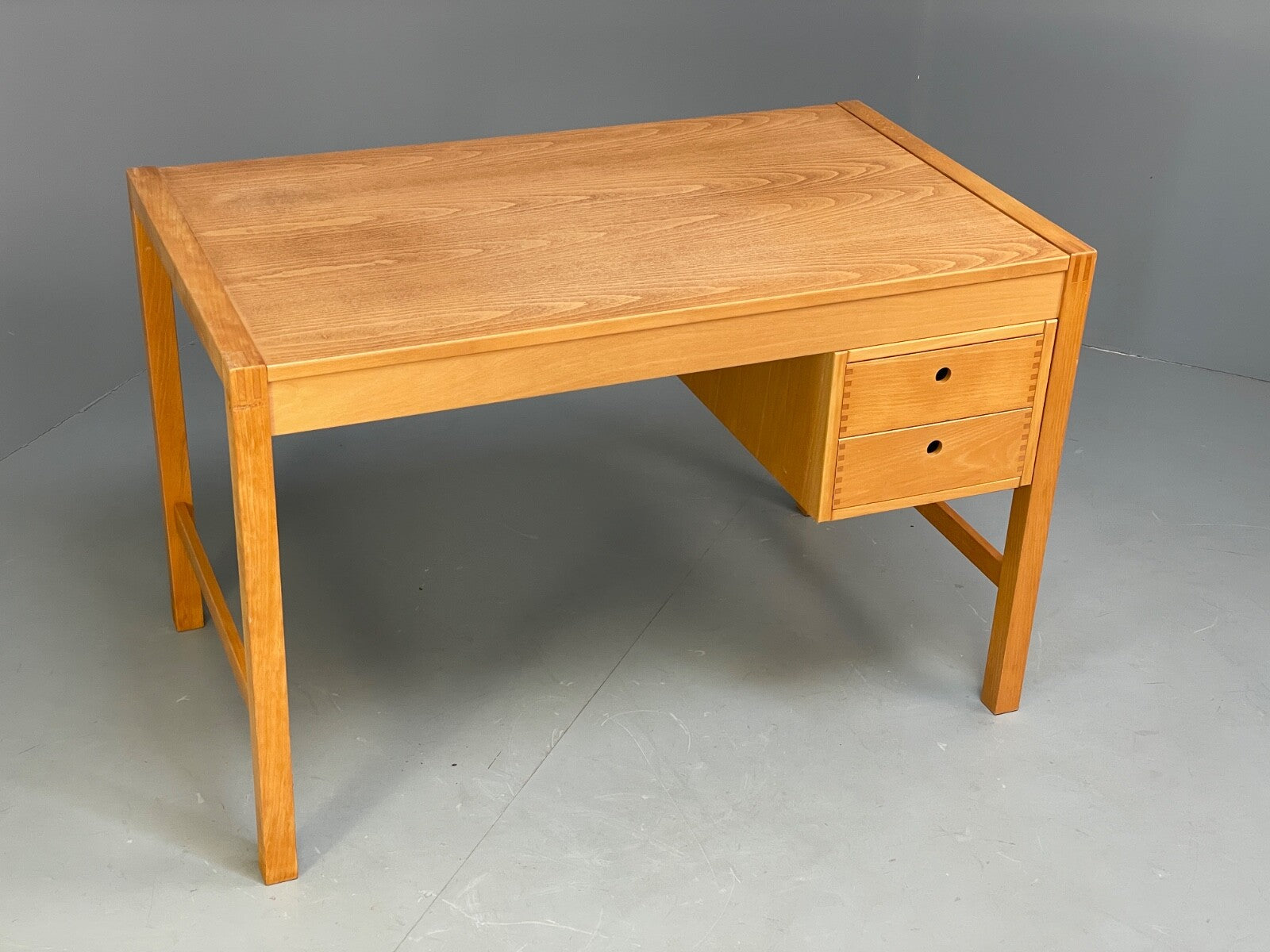 Vintage Danish Beech Desk Compact Exposed Joints Sliding Drawers EB9440 MWOO - UKDK FURNITURE