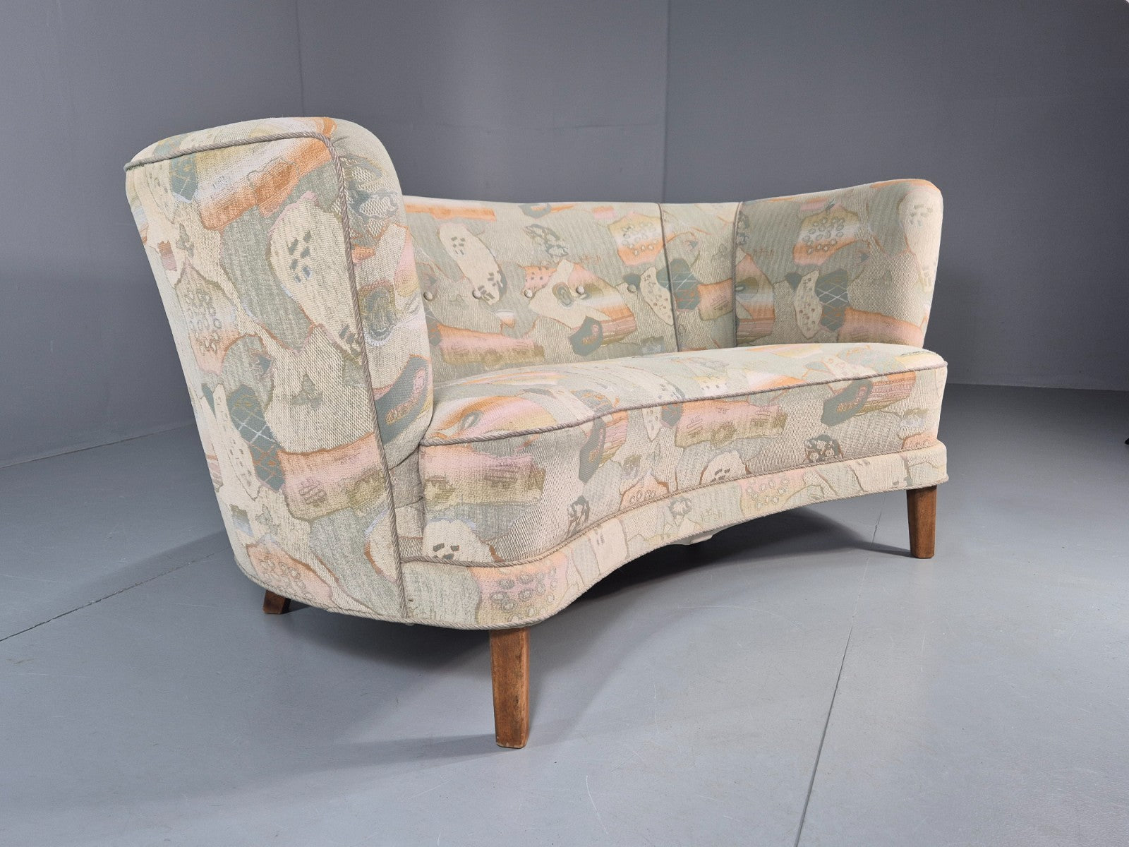 Vintage Two Seater Danish Curved Banana Sofa 1930s Art Deco Retro EB10792 M2SS1