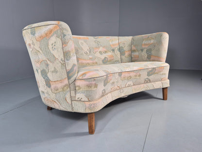 Vintage Two Seater Danish Curved Banana Sofa 1930s Art Deco Retro EB10792 M2SS1