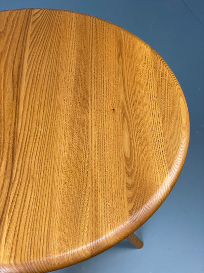 Vintage Ercol Side Table - Solid Blonde Elm Glass Magazine Rack EB10978 MWOO6