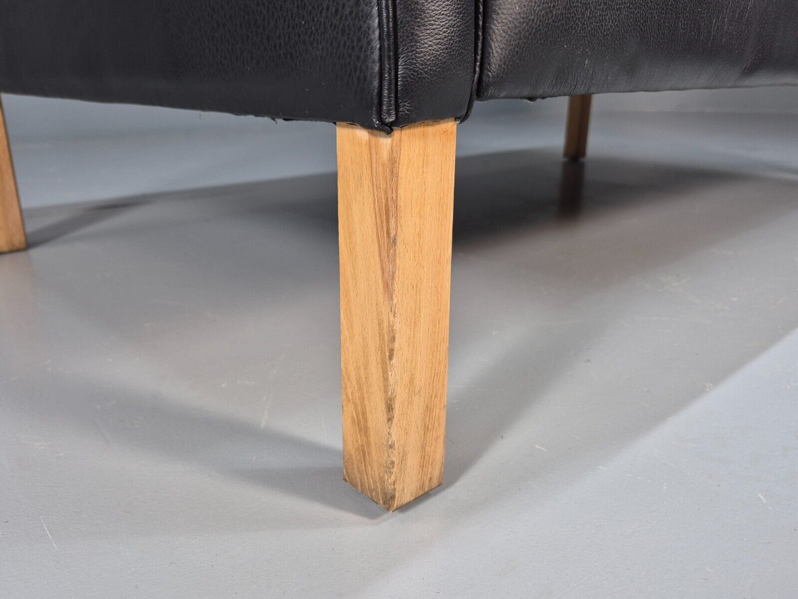 Vintage Danish 2 Seat Sofa Black Leather Mogensen Style Retro MCM EB8614 M2SS - UKDK FURNITURE