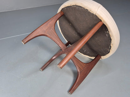 Vintage G plan Dressing Table Stool Teak Astro Base White Cotton EB9750 MFOO - UKDK FURNITURE