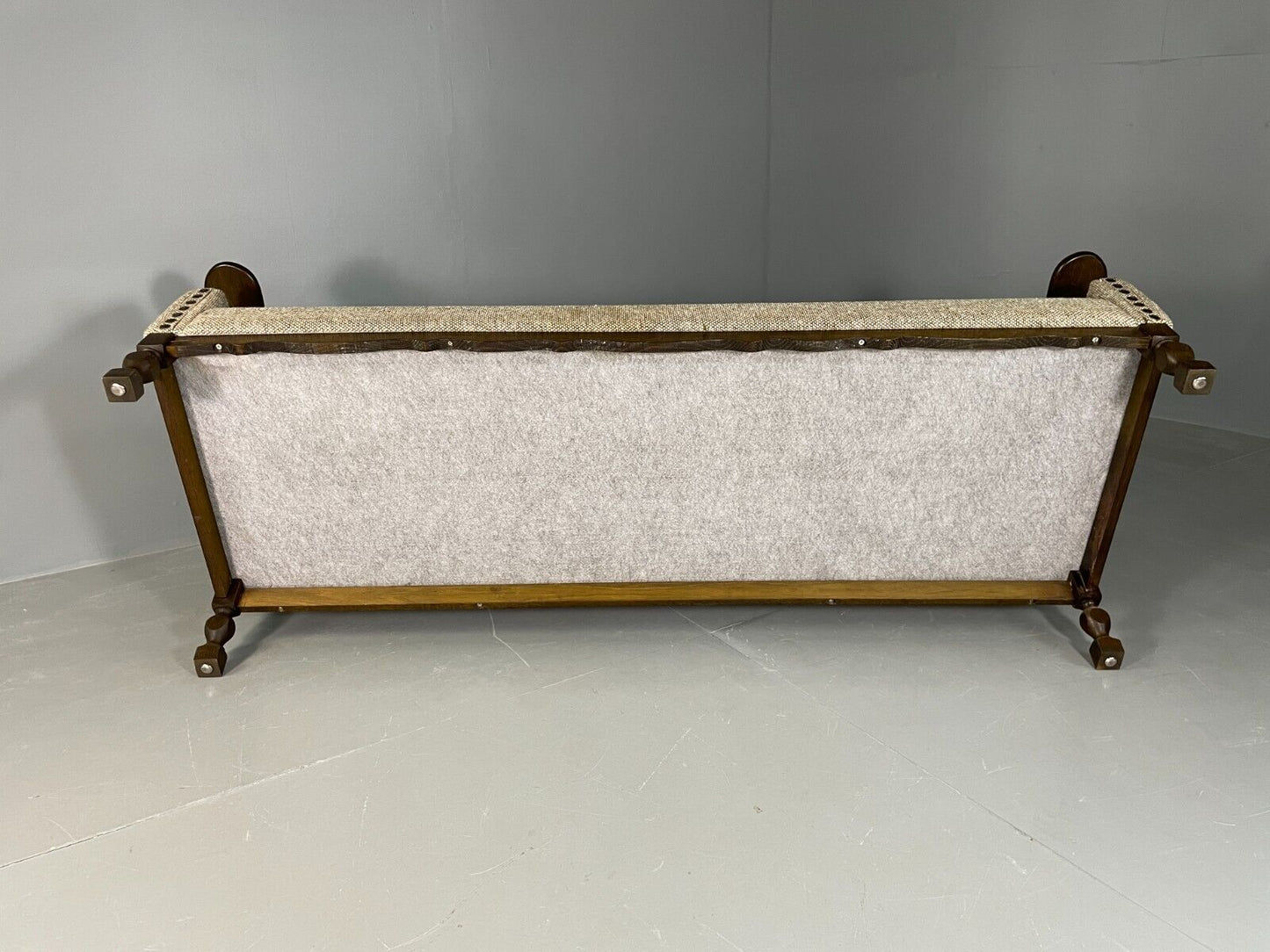 Vintage Danish 3 Seat Sofa Cream and Green Wool Oak Frame Retro 1970 EB6735 M3SS - UKDK FURNITURE