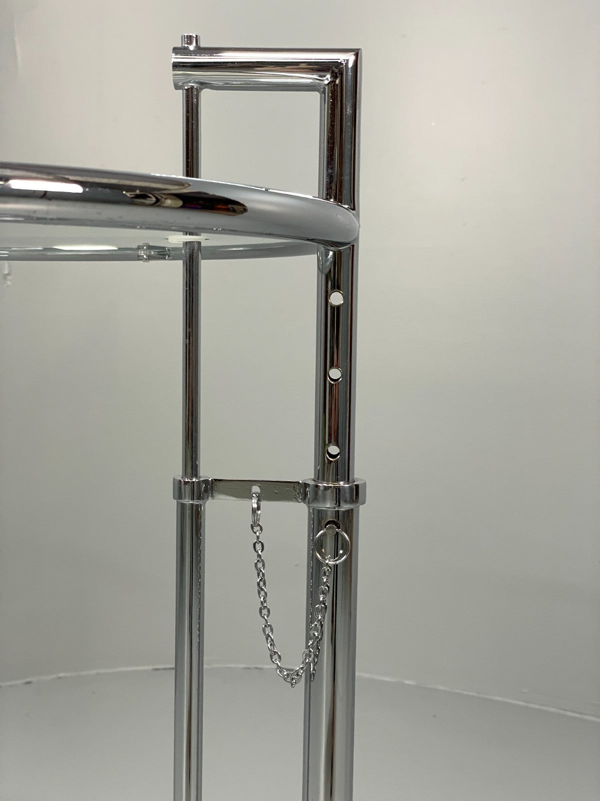 Vintage Chrome Side Table Eileen Grey Style Adjustable Glass Top EB11042 MWOO6