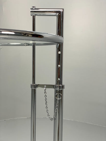 Vintage Chrome Side Table Eileen Grey Style Adjustable Glass Top EB11042 MWOO6