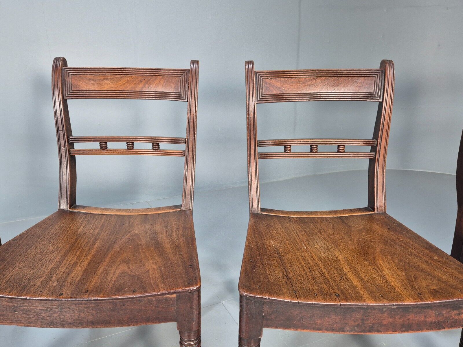 4 Antique Ball Back Walnut Dining Chairs Regency Style EB9146 VDIN - UKDK FURNITURE