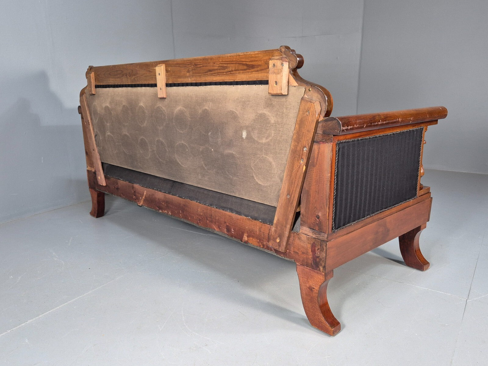 Vintage Scandinavian Biedermeier Mahogany Sofa Charcoal Antique EB9548 V3SS - UKDK FURNITURE