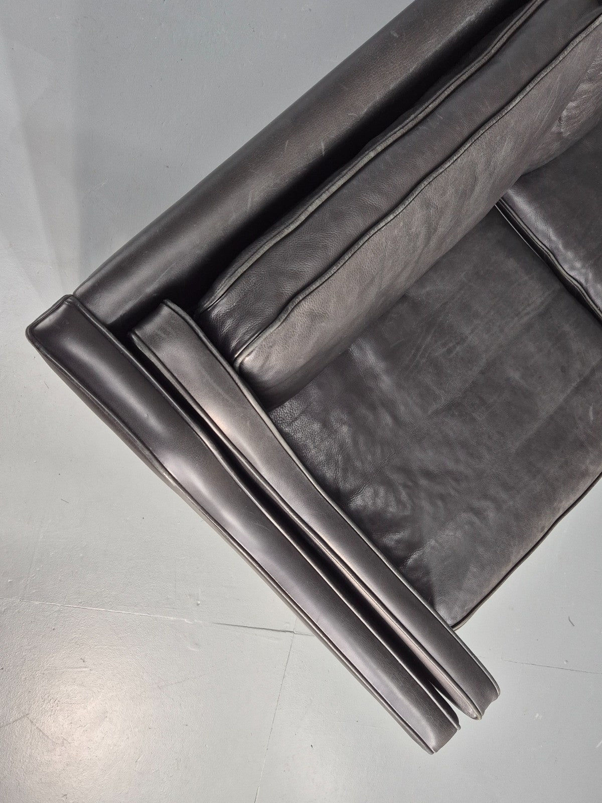 Vintage 3 Seat Sofa Black Leather Danish 1980s Retro Mid Century EB10479 M3SS18