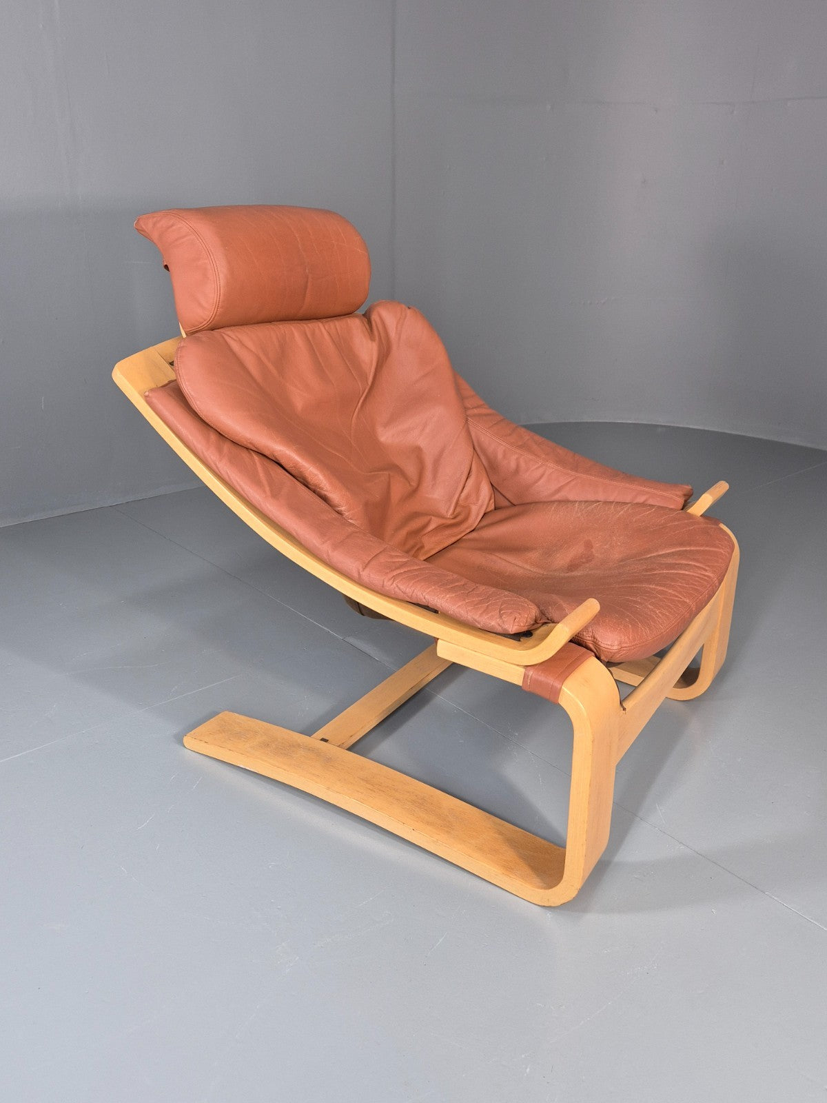 Vintage Leather Lounge Chair Mid Century Kroken Aki Fribyter Retro EB11309 MBEN7