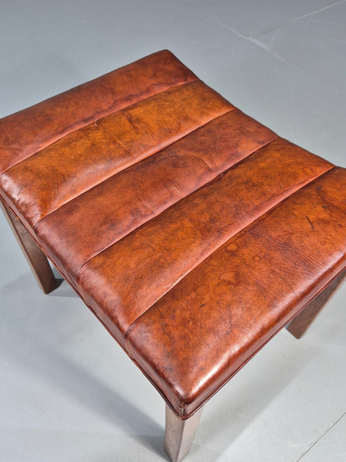 1950s Danish Leather Footstool Mid Century Kaare Klint Style  EB10995 MFOO10